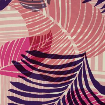 Piquejersey Malta Blätter in Rosa/Lila/Grün by Swafing